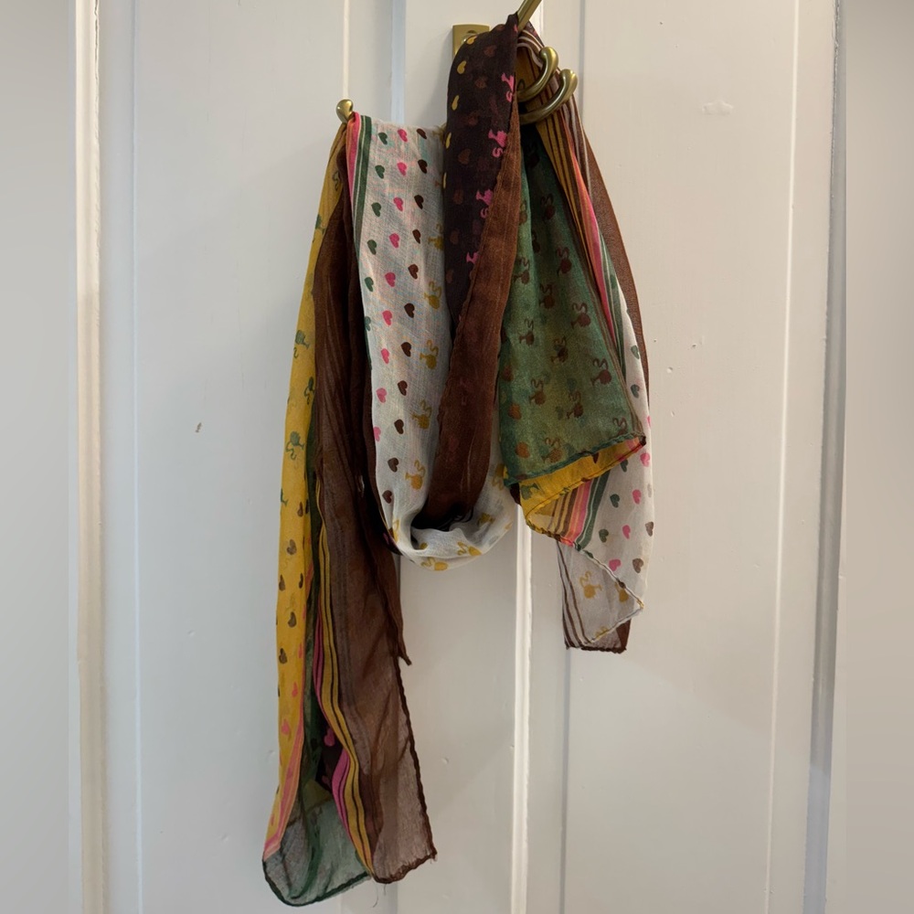 Multicolor Heart and Barbie Pattern Scarf